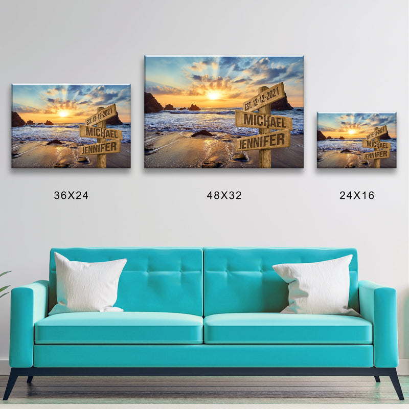 Ocean Sunset 2 Color Names Premium Canvas