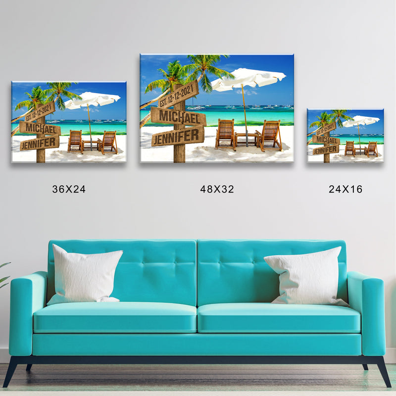 Beach Chair 2 Names Premium Canvas