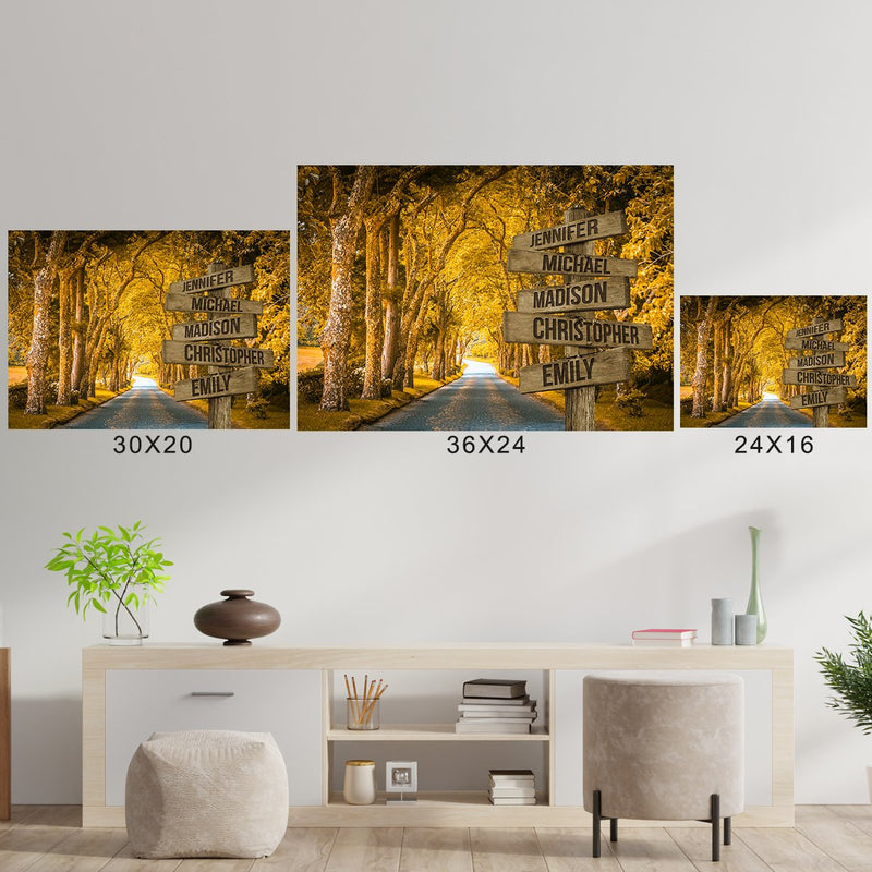 Autumn Yellow Road Multi-Names Poster