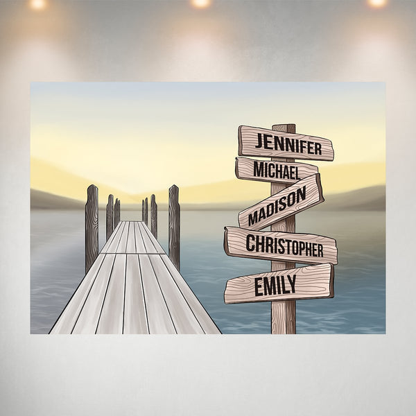 Lake Dock Art Color Multi-Names Poster