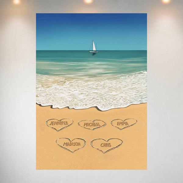 Heart in Sand Multi-Names Poster