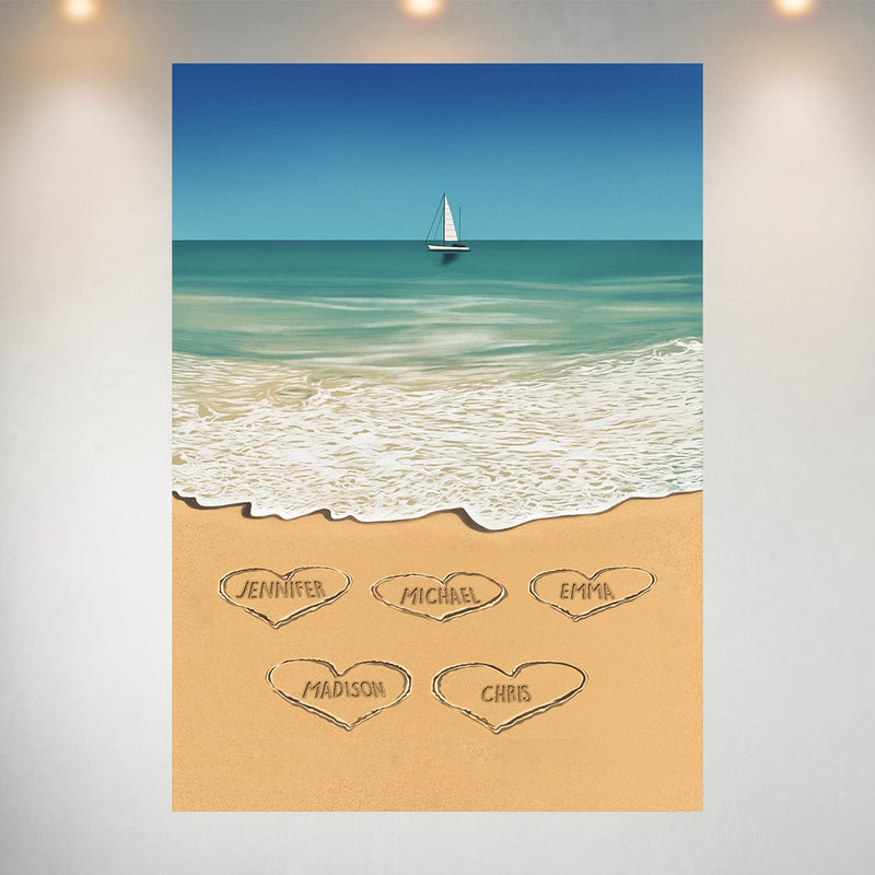 Heart in Sand Multi-Names Poster