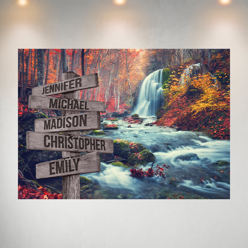 Waterfall Color Multi-Names Poster