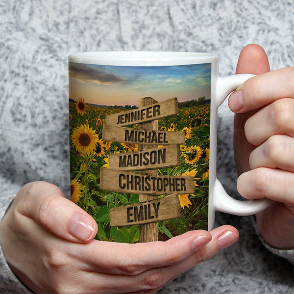 Sunflower Field Color Multi-Names Mug