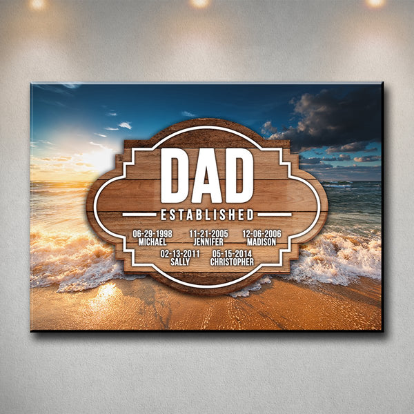 Ocean Sunset Dad EST Premium Canvas