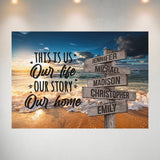 Ocean Sunset Color with Saying 7 Multi-Names Poster