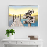 Lake Dock Art Color Multi-Names Premium Canvas