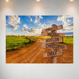 Dirt Road Color Multi-Names Poster