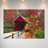 Covered Bridge Color Multi-Names Poster