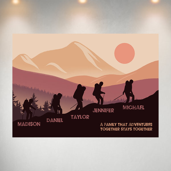 Family Adventures Brown Color Multi-Names Posters