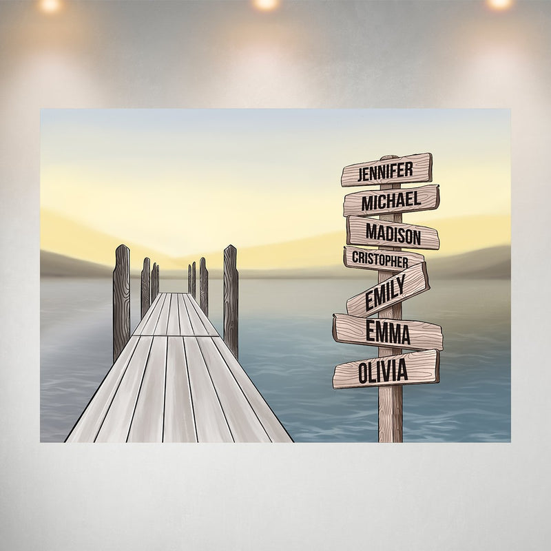 Lake Dock Art Color Multi-Names Poster