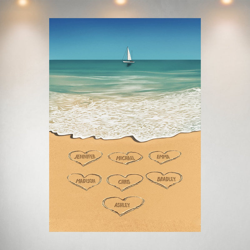 Heart in Sand Multi-Names Poster