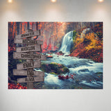 Waterfall Color Multi-Names Poster