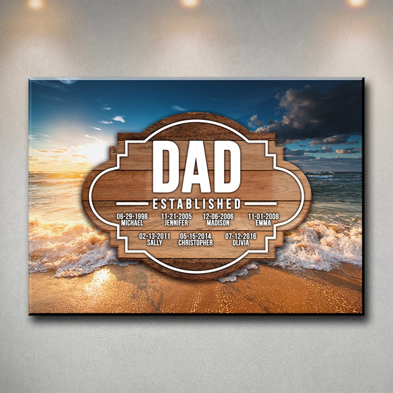 Ocean Sunset Dad EST Premium Canvas