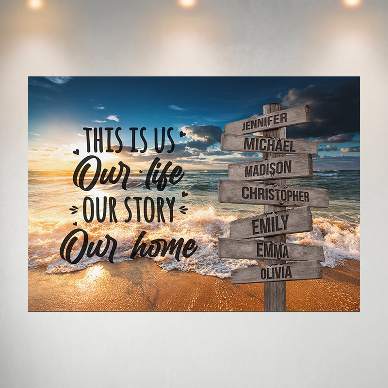 Ocean Sunset Color with Saying 6 Multi-Names Poster