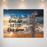 Ocean Sunset Color with Saying 7 Multi-Names Poster