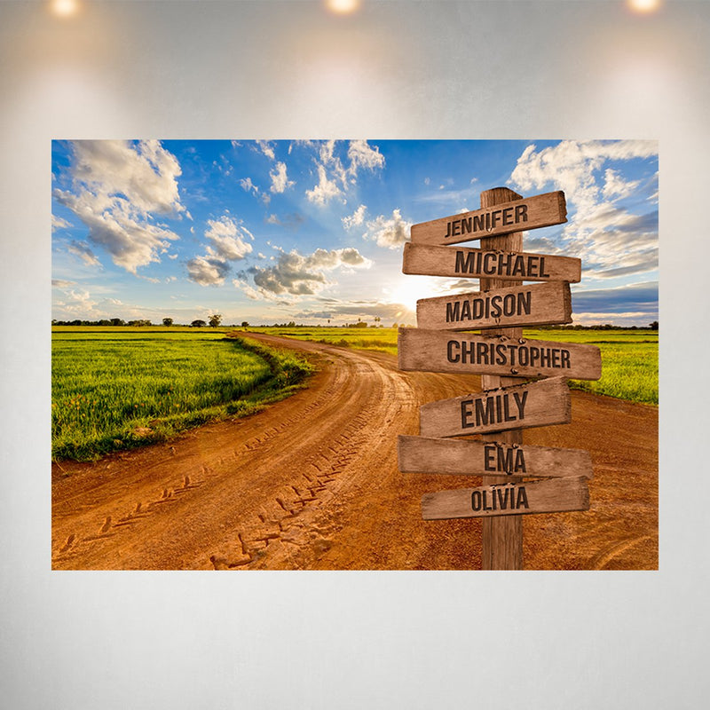 Dirt Road Color Multi-Names Poster