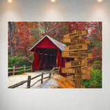 Covered Bridge Color Multi-Names Poster