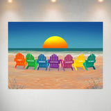 Colored Beach Chairs Multi-Names Poster