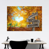 Autumn Heart Color Multi-Names Poster