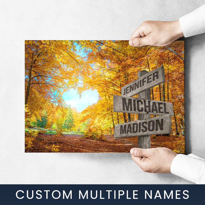 Autumn Heart Color Multi-Names Poster