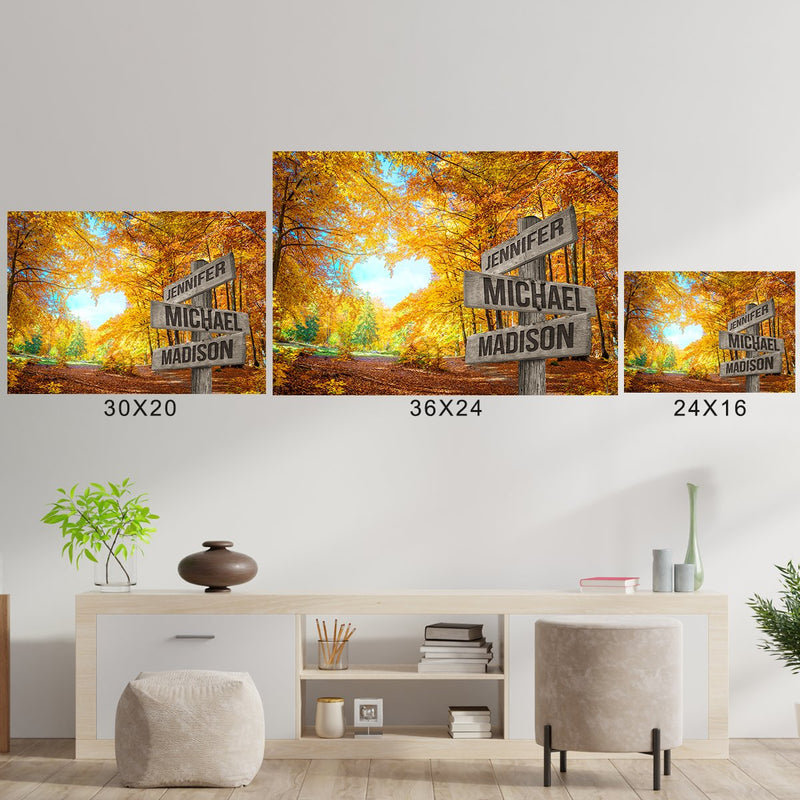 Autumn Heart Color Multi-Names Poster