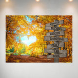 Autumn Heart Color Multi-Names Poster