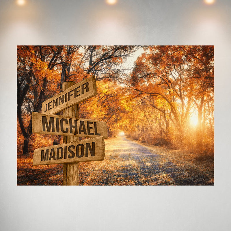 Autumn Road Color 2 Multi-Names Poster