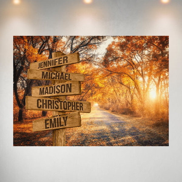 Autumn Road Color 2 Multi-Names Poster