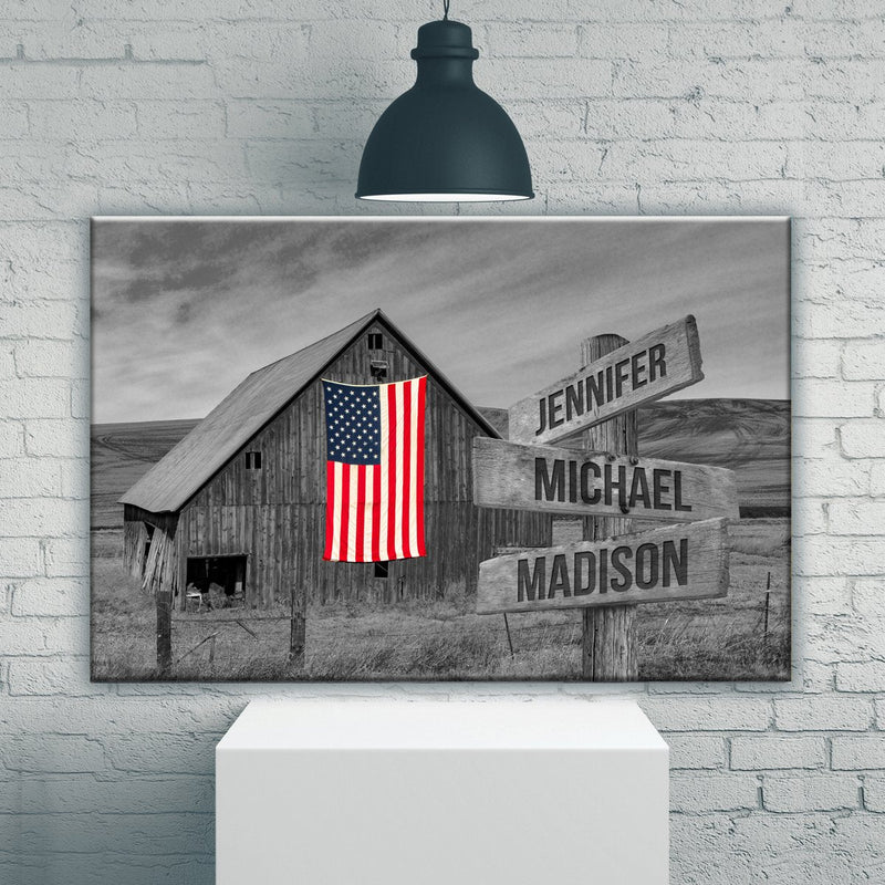 American Barn Multi-Names Premium Canvas