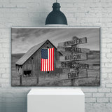 American Barn Multi-Names Premium Canvas