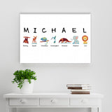 Animal Kids Art Name Premium Canvas