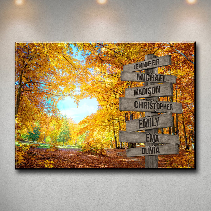 Autumn Heart Color Multi-Names Premium Canvas