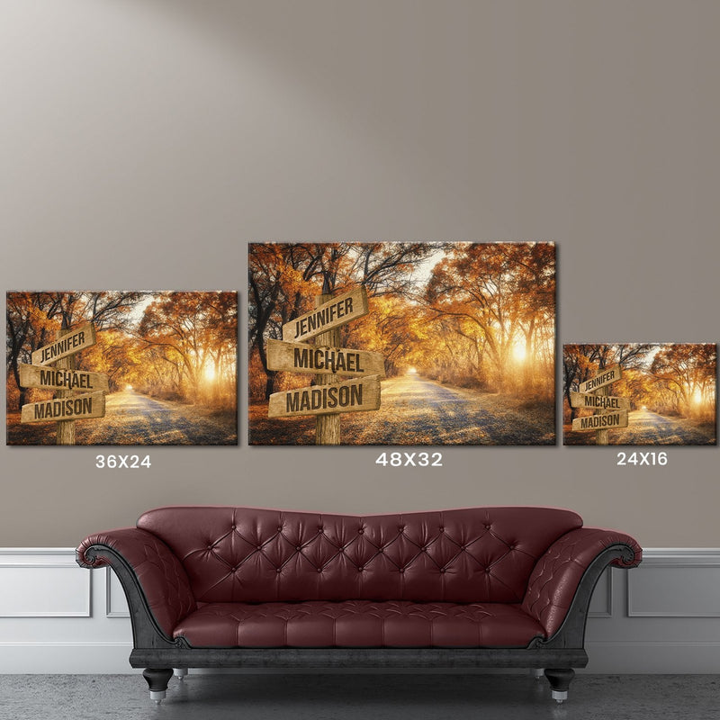 Autumn Road Color Multi-Names Premium Canvas 2