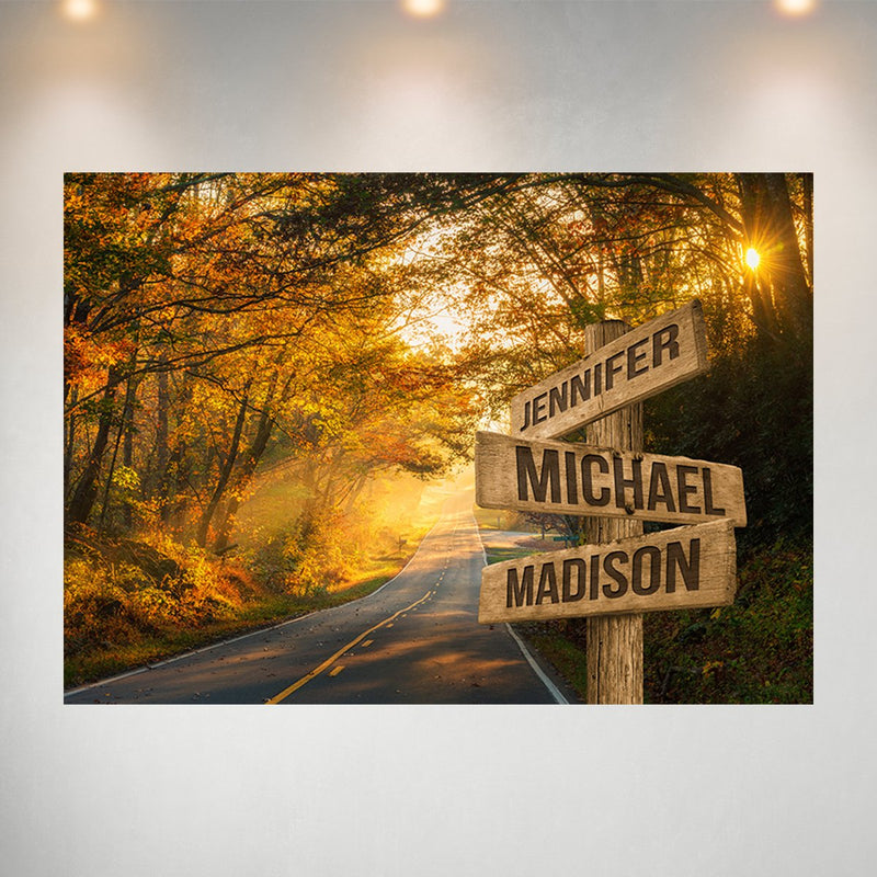 Autumn Road Color Multi-Names Poster