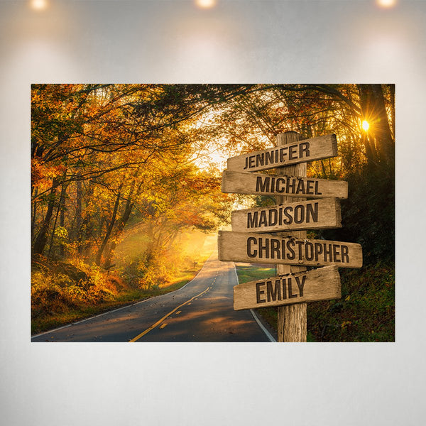 Autumn Road Color Multi-Names Poster