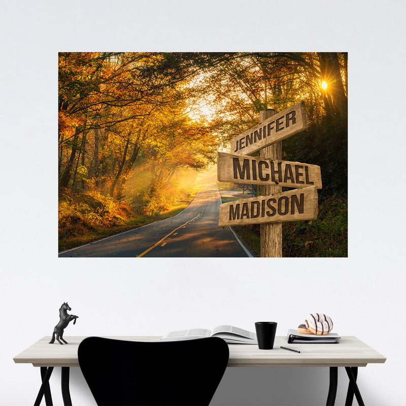 Autumn Road Color Multi-Names Poster