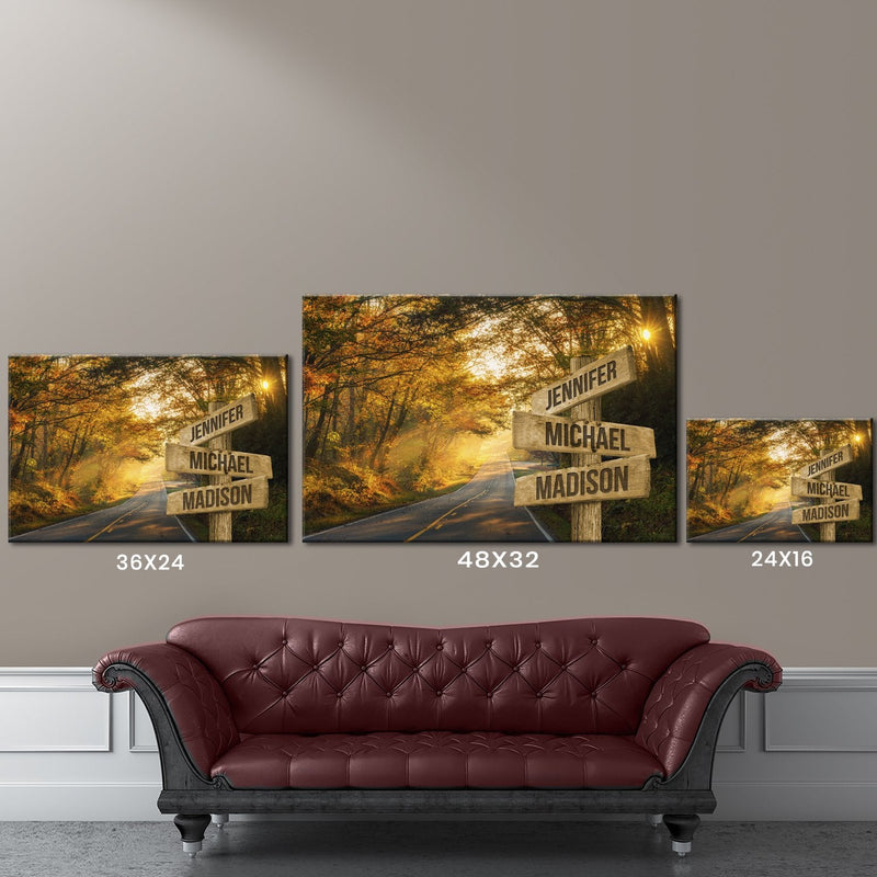 Autumn Road Color Multi-Names Premium Canvas