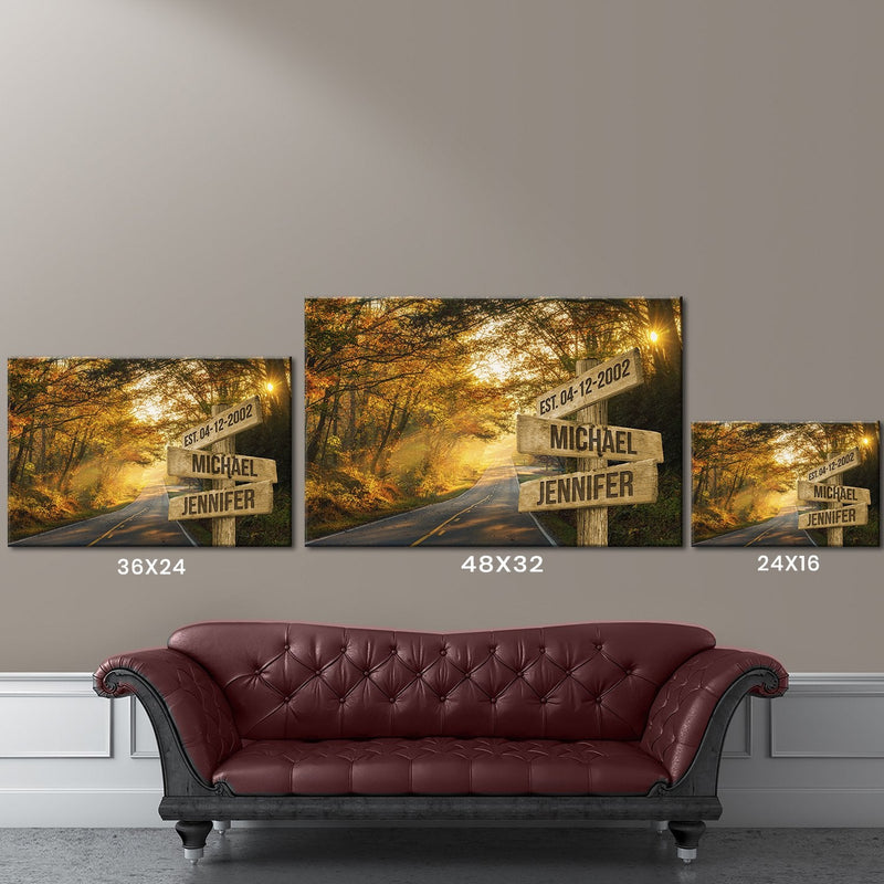 Autumn Road Color Names Premium Canvas