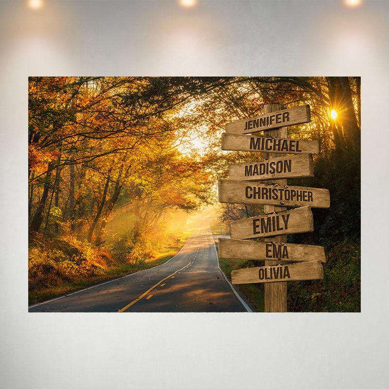 Autumn Road Color Multi-Names Poster