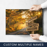 Autumn Road Color Multi-Names Poster