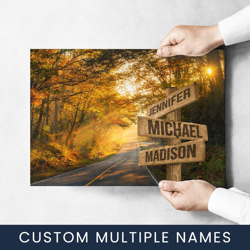 Autumn Road Color Multi-Names Poster