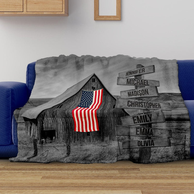 American Barn Multi-Names Fleece Blanket