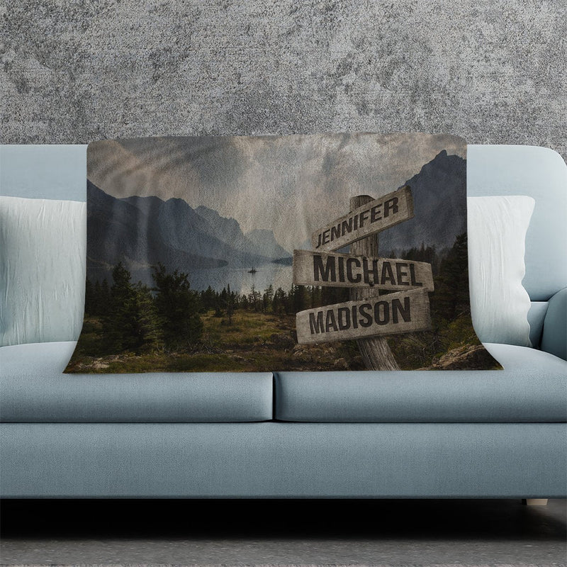 Mountain Range Color Multi-Names Fleece Blanket
