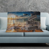 Ocean Sunset Color Multi-Names Fleece Blanket