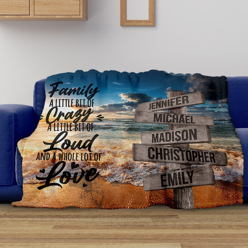 Ocean Sunset Color Saying 2 Multi-Names Fleece Blanket