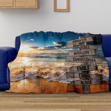 Ocean Sunset Color Multi-Names Fleece Blanket