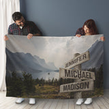 Mountain Range Color Multi-Names Fleece Blanket