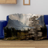 Mountain Range Color Multi-Names Fleece Blanket