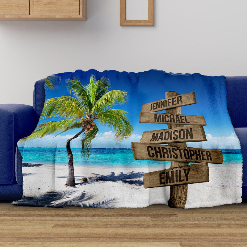 Ocean Breeze Color Multi-Names Fleece Blanket